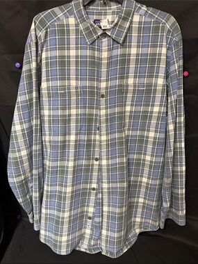 Patagonia Men's Plaid Button-Down Shirt in Blue and Gray